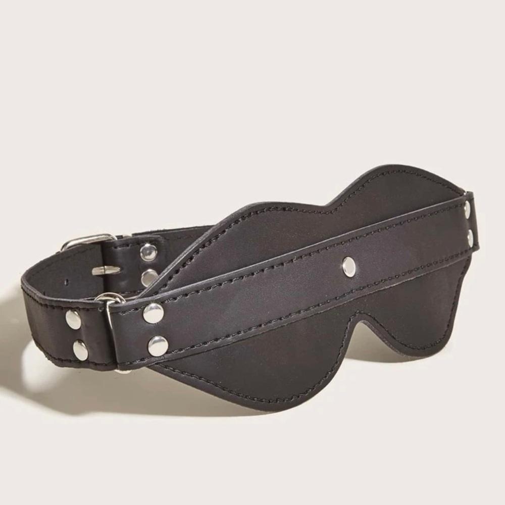 Leather sexy blindfold fetish